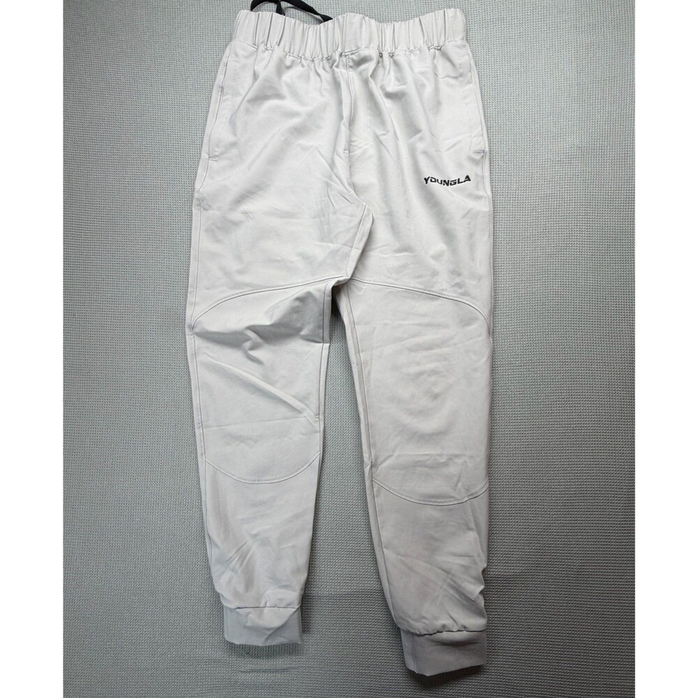 YOUNGLA Light Gray Athletic Sweat Pants Joggers - Medium